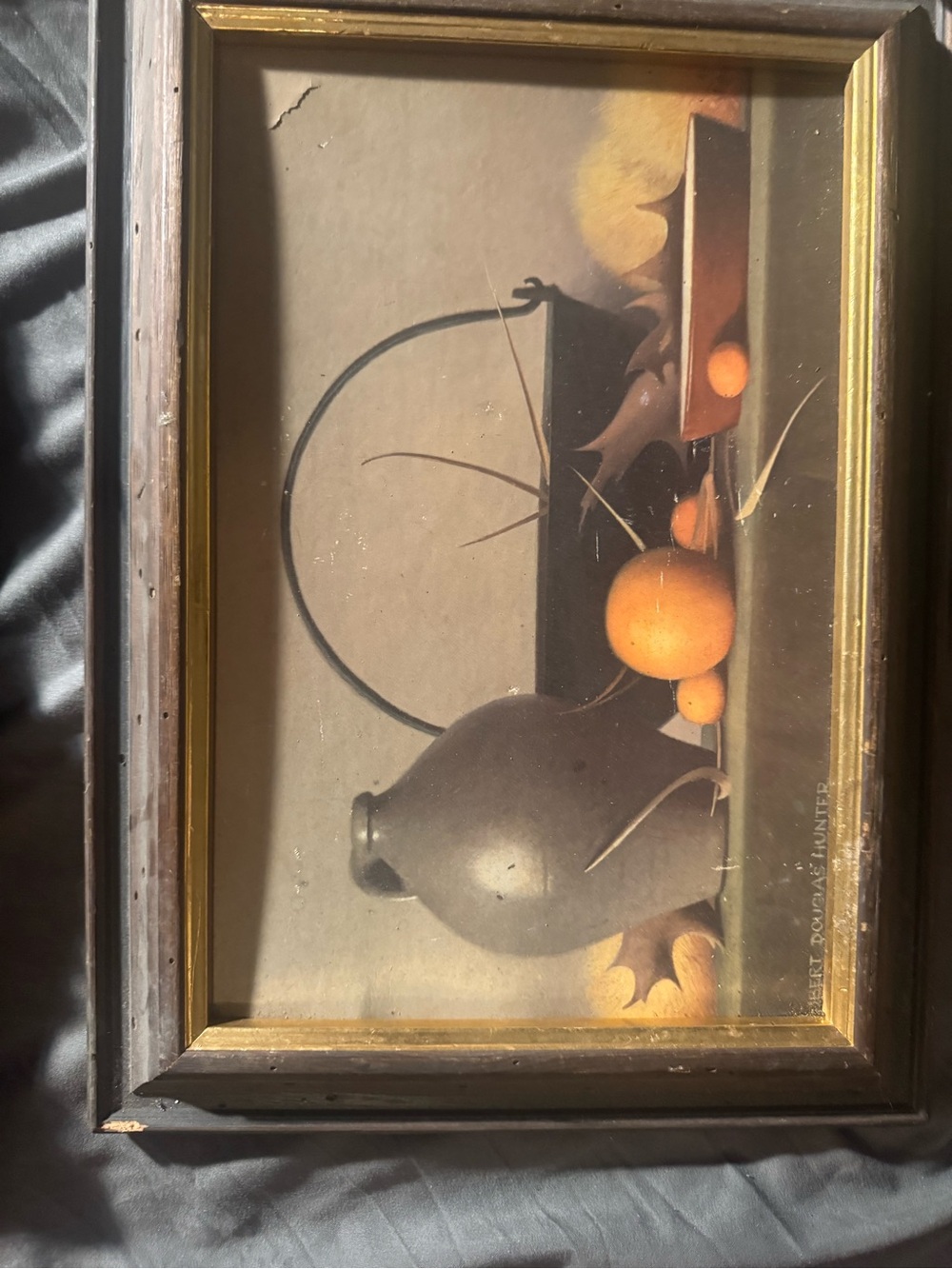Still Life Fruit and Pottery Wall Art Print in Brown and Orange